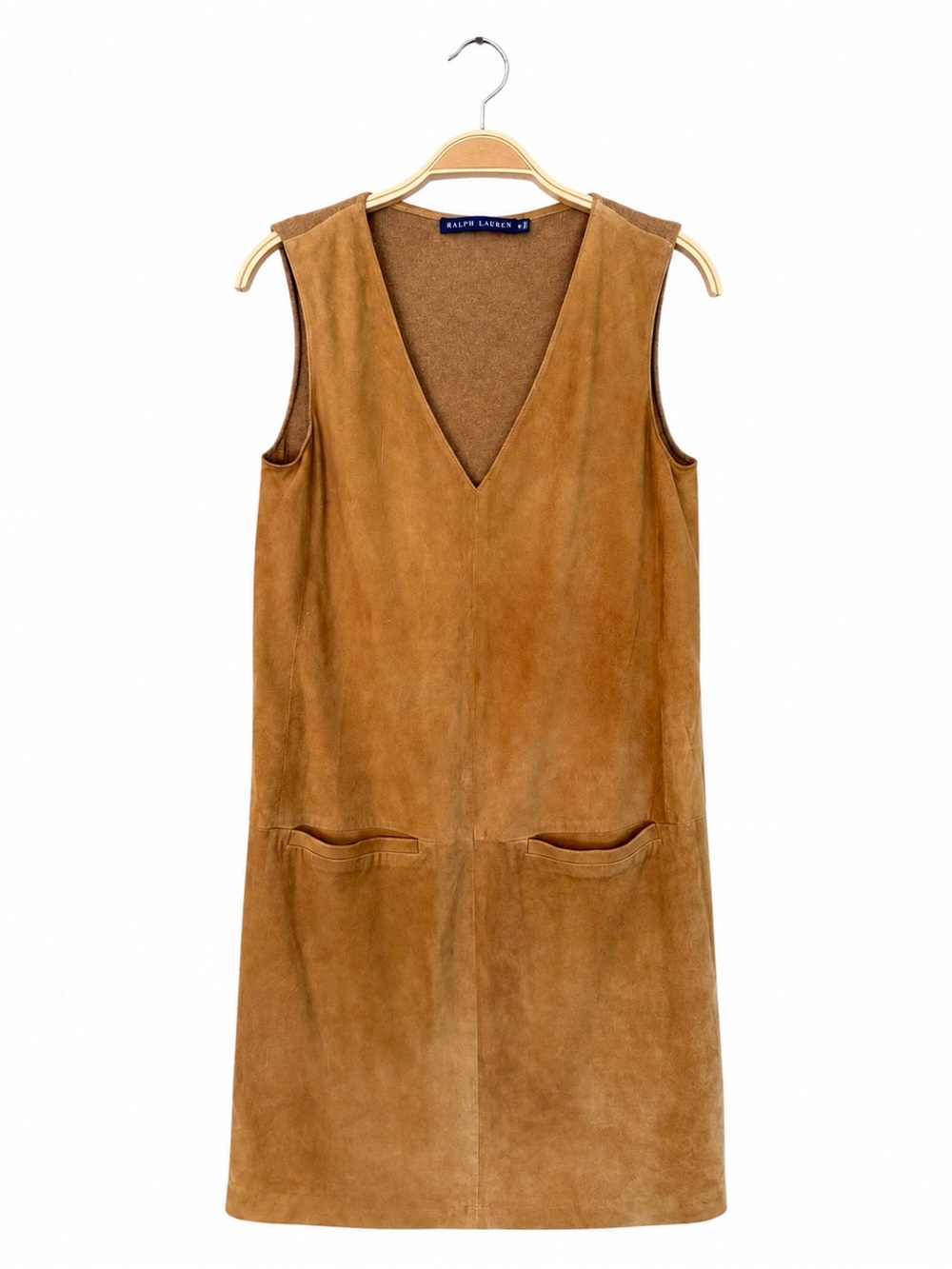 Ralph Lauren Najarra Goat Suede Cashmere Dress Garden Tan Size 6